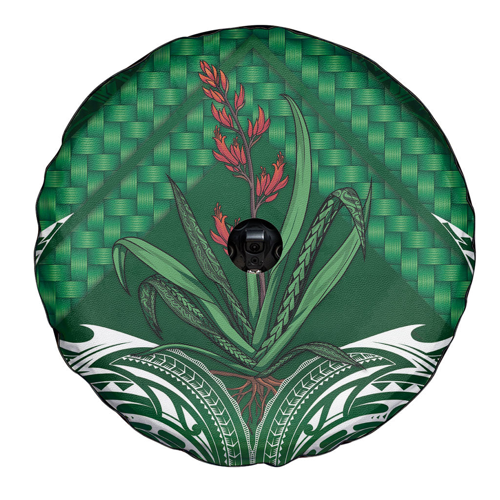 Rongoa Maori New Zealand Harakeke Spare Tire Cover NZ Weaving Pattern Green