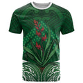 Rongoa Maori New Zealand Harakeke T Shirt NZ Weaving Pattern Green
