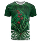 Rongoa Maori New Zealand Harakeke T Shirt NZ Weaving Pattern Green