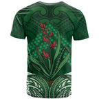 Rongoa Maori New Zealand Harakeke T Shirt NZ Weaving Pattern Green