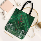 Rongoa Maori New Zealand Harakeke Tote Bag NZ Weaving Pattern Green