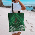 Rongoa Maori New Zealand Harakeke Tote Bag NZ Weaving Pattern Green