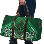 Rongoa Maori New Zealand Harakeke Travel Bag NZ Weaving Pattern Green