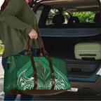 Rongoa Maori New Zealand Harakeke Travel Bag NZ Weaving Pattern Green