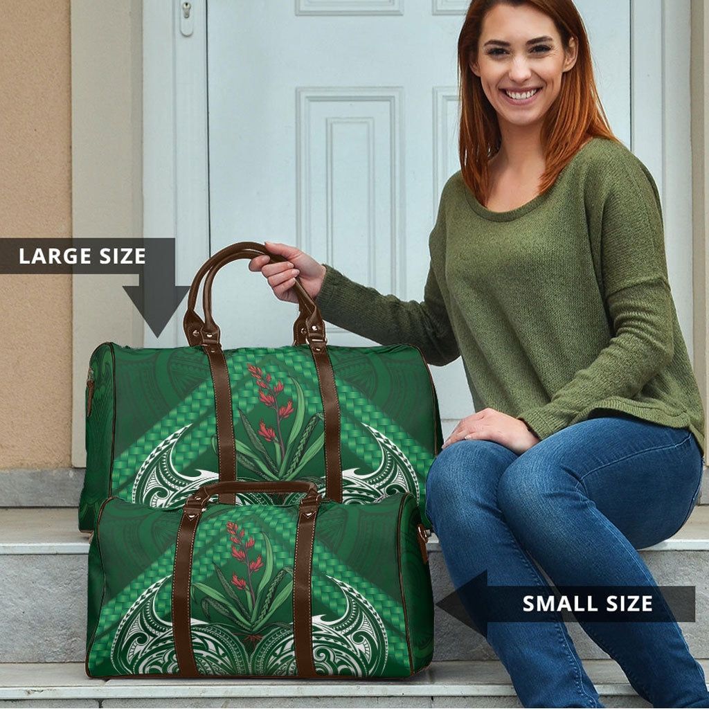 Rongoa Maori New Zealand Harakeke Travel Bag NZ Weaving Pattern Green