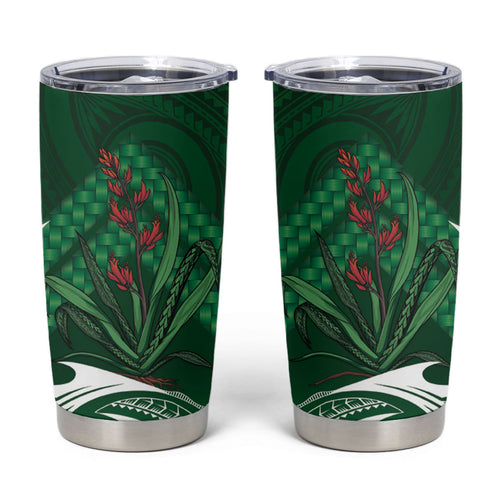 Rongoa Maori New Zealand Harakeke Tumbler Cup NZ Weaving Pattern Green