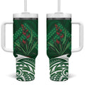Rongoa Maori New Zealand Harakeke Tumbler With Handle NZ Weaving Pattern Green