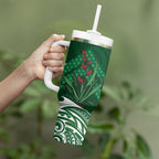 Rongoa Maori New Zealand Harakeke Tumbler With Handle NZ Weaving Pattern Green