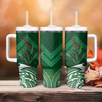 Rongoa Maori New Zealand Harakeke Tumbler With Handle NZ Weaving Pattern Green