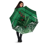 Rongoa Maori New Zealand Harakeke Umbrella NZ Weaving Pattern Green