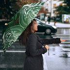 Rongoa Maori New Zealand Harakeke Umbrella NZ Weaving Pattern Green