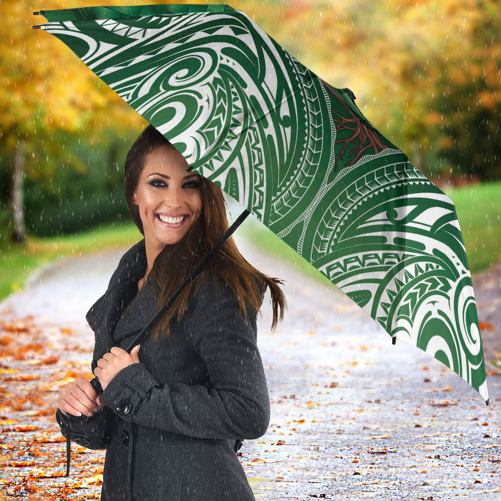 Rongoa Maori New Zealand Harakeke Umbrella NZ Weaving Pattern Green