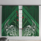 Rongoa Maori New Zealand Harakeke Window Curtain NZ Weaving Pattern Green
