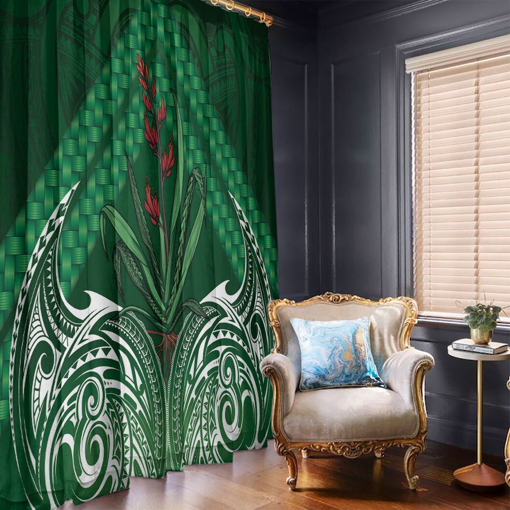 Rongoa Maori New Zealand Harakeke Window Curtain NZ Weaving Pattern Green