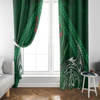 Rongoa Maori New Zealand Harakeke Window Curtain NZ Weaving Pattern Green
