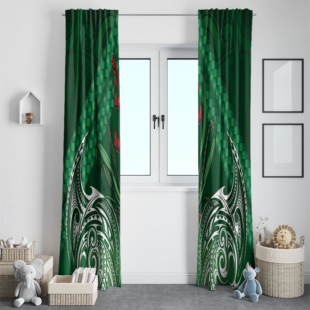 Rongoa Maori New Zealand Harakeke Window Curtain NZ Weaving Pattern Green