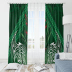 Rongoa Maori New Zealand Harakeke Window Curtain NZ Weaving Pattern Green