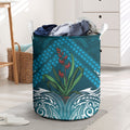Rongoa Maori New Zealand Harakeke Laundry Basket NZ Weaving Pattern Dark Teal