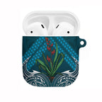 Rongoa Maori New Zealand Harakeke AirPods Case NZ Weaving Pattern Dark Teal