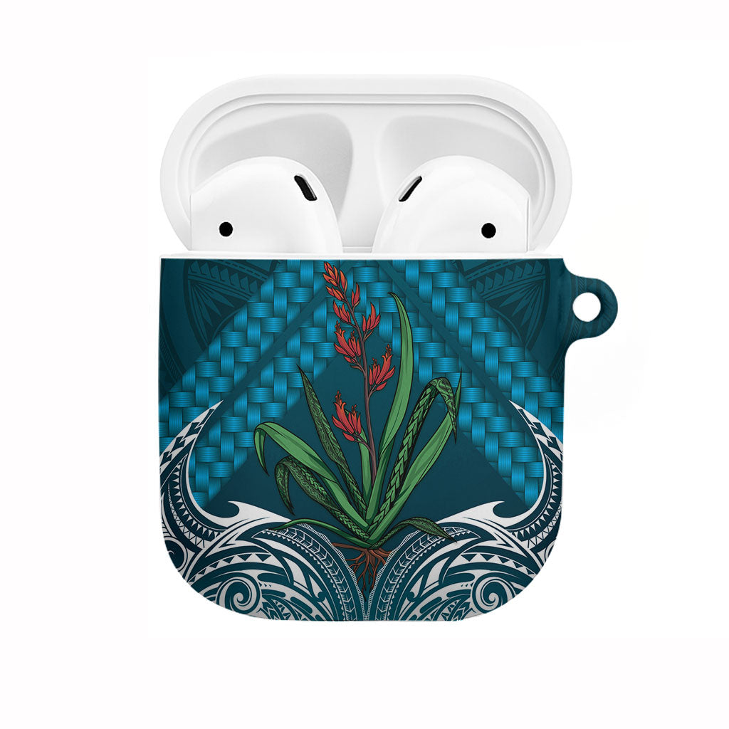 Rongoa Maori New Zealand Harakeke AirPods Case NZ Weaving Pattern Dark Teal