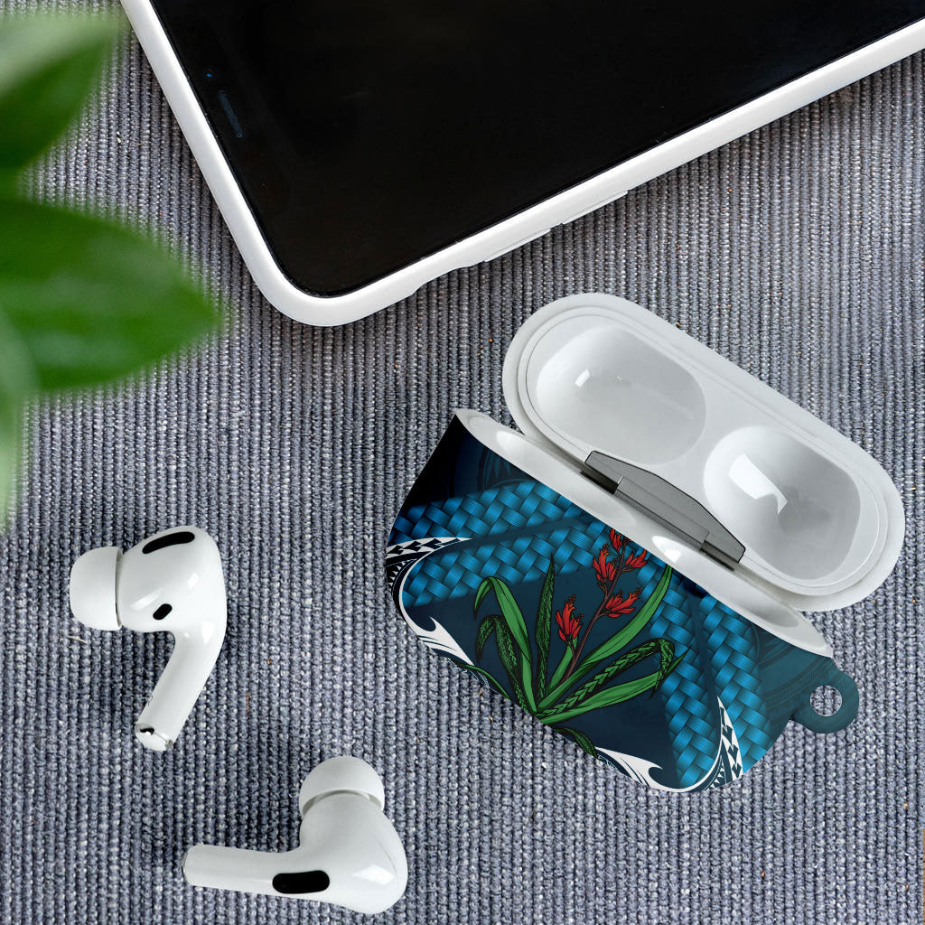 Rongoa Maori New Zealand Harakeke AirPods Case NZ Weaving Pattern Dark Teal