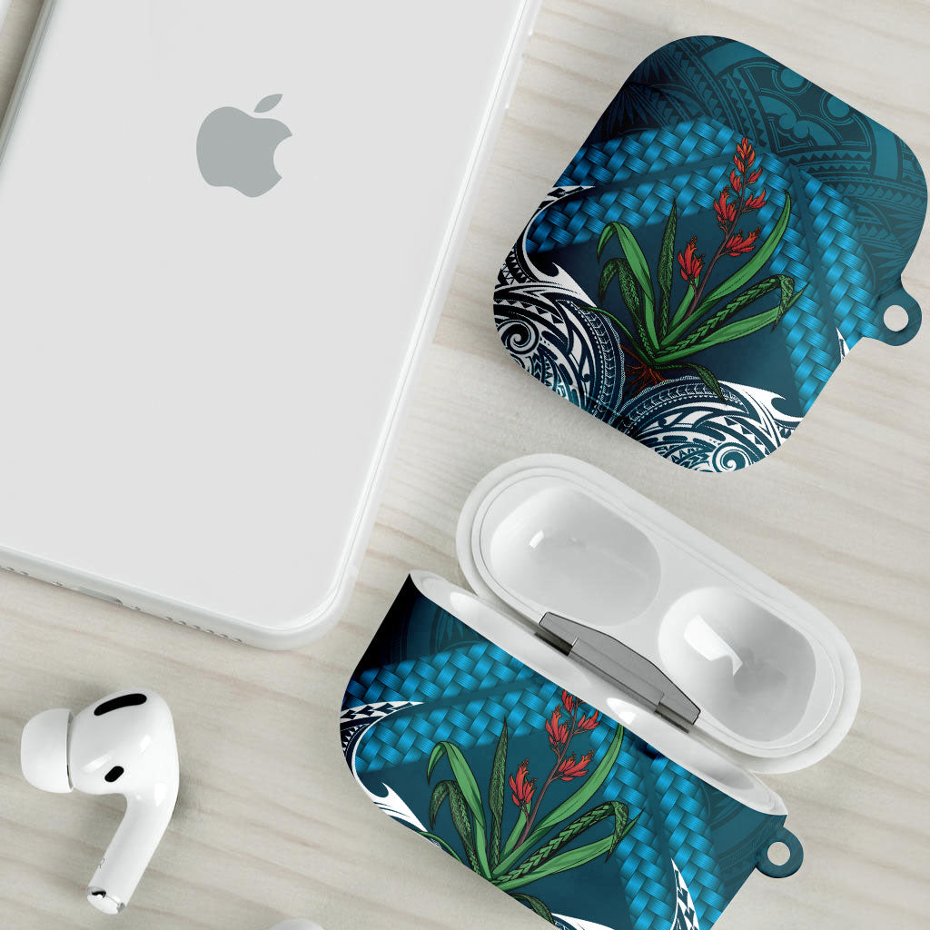 Rongoa Maori New Zealand Harakeke AirPods Case NZ Weaving Pattern Dark Teal