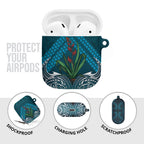 Rongoa Maori New Zealand Harakeke AirPods Case NZ Weaving Pattern Dark Teal