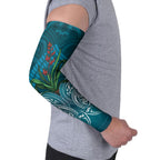 Rongoa Maori New Zealand Harakeke Arm Sleeves NZ Weaving Pattern Dark Teal