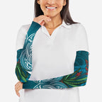 Rongoa Maori New Zealand Harakeke Arm Sleeves NZ Weaving Pattern Dark Teal