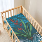 Rongoa Maori New Zealand Harakeke Baby Bed Cover NZ Weaving Pattern Dark Teal