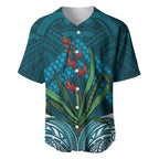 Rongoa Maori New Zealand Harakeke Baseball Jersey NZ Weaving Pattern Dark Teal