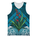 Rongoa Maori New Zealand Harakeke Basketball Jersey NZ Weaving Pattern Dark Teal