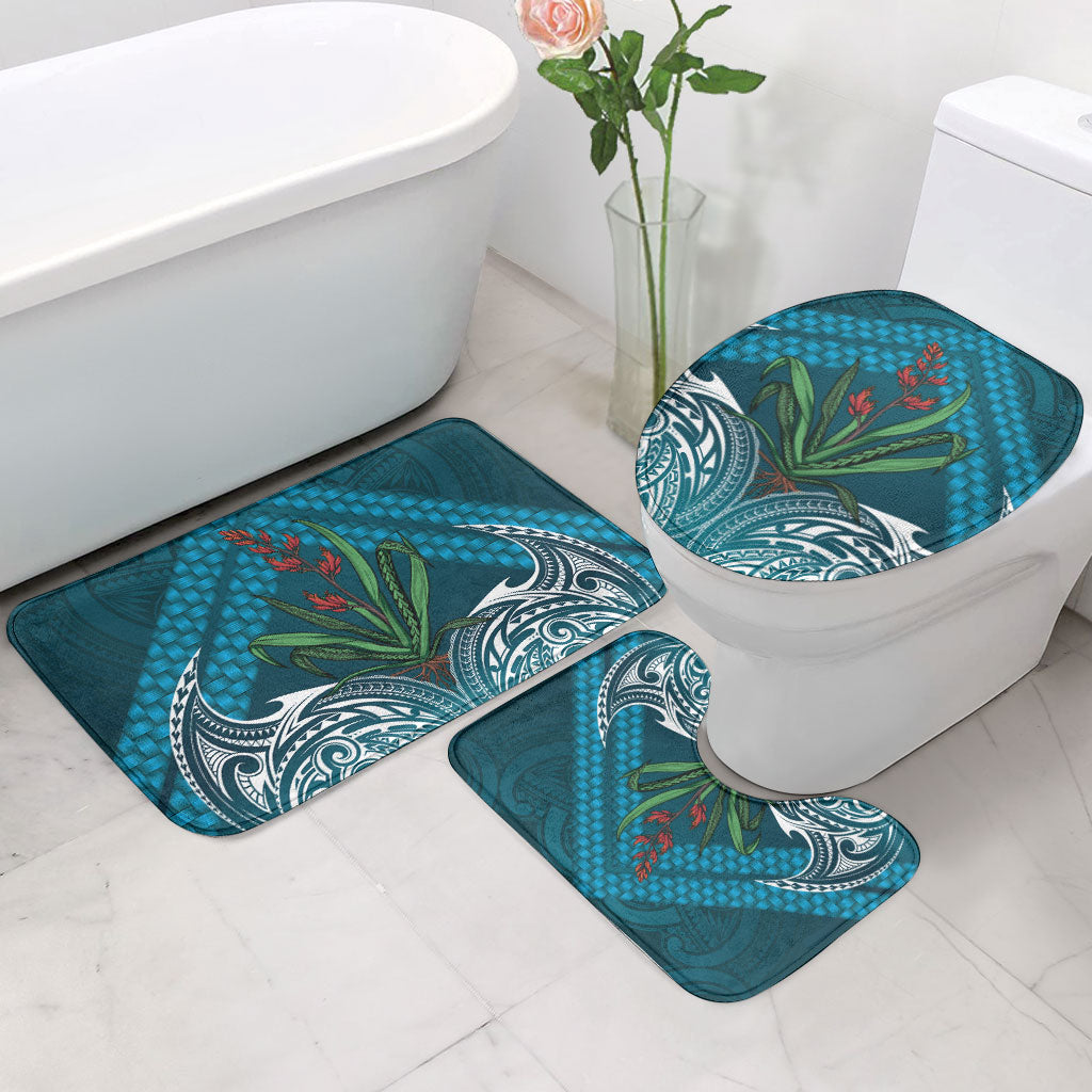 Rongoa Maori New Zealand Harakeke Bathroom Set NZ Weaving Pattern Dark Teal