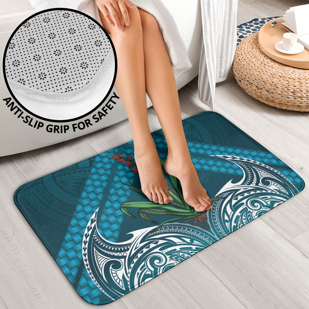 Rongoa Maori New Zealand Harakeke Bathroom Set NZ Weaving Pattern Dark Teal