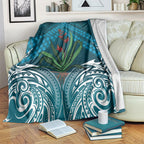 Rongoa Maori New Zealand Harakeke Blanket NZ Weaving Pattern Dark Teal
