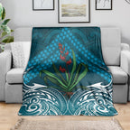 Rongoa Maori New Zealand Harakeke Blanket NZ Weaving Pattern Dark Teal