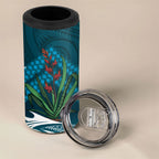 Rongoa Maori New Zealand Harakeke 4 in 1 Can Cooler Tumbler NZ Weaving Pattern Dark Teal