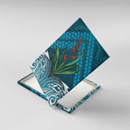 Rongoa Maori New Zealand Harakeke Canvas Wall Art NZ Weaving Pattern Dark Teal