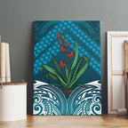 Rongoa Maori New Zealand Harakeke Canvas Wall Art NZ Weaving Pattern Dark Teal