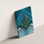 Rongoa Maori New Zealand Harakeke Canvas Wall Art NZ Weaving Pattern Dark Teal