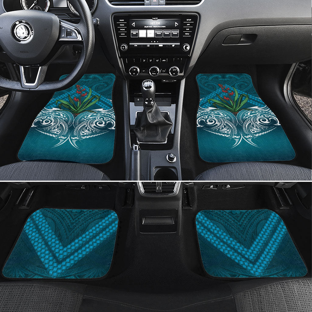 Rongoa Maori New Zealand Harakeke Car Mats NZ Weaving Pattern Dark Teal
