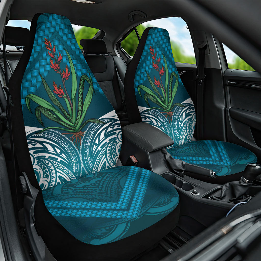 Rongoa Maori New Zealand Harakeke Car Seat Cover NZ Weaving Pattern Dark Teal