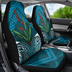 Rongoa Maori New Zealand Harakeke Car Seat Cover NZ Weaving Pattern Dark Teal