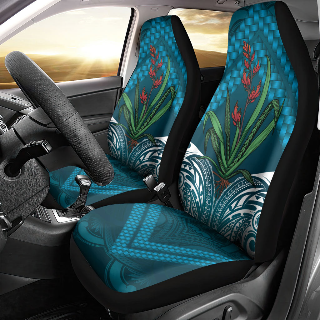 Rongoa Maori New Zealand Harakeke Car Seat Cover NZ Weaving Pattern Dark Teal