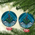 Rongoa Maori New Zealand Harakeke Ceramic Ornament NZ Weaving Pattern Dark Teal