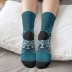Rongoa Maori New Zealand Harakeke Crew Socks NZ Weaving Pattern Dark Teal