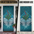 Rongoa Maori New Zealand Harakeke Door Cover NZ Weaving Pattern Dark Teal