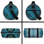 Rongoa Maori New Zealand Harakeke Duffle Bag NZ Weaving Pattern Dark Teal