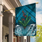 Rongoa Maori New Zealand Harakeke Garden Flag NZ Weaving Pattern Dark Teal