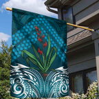 Rongoa Maori New Zealand Harakeke Garden Flag NZ Weaving Pattern Dark Teal